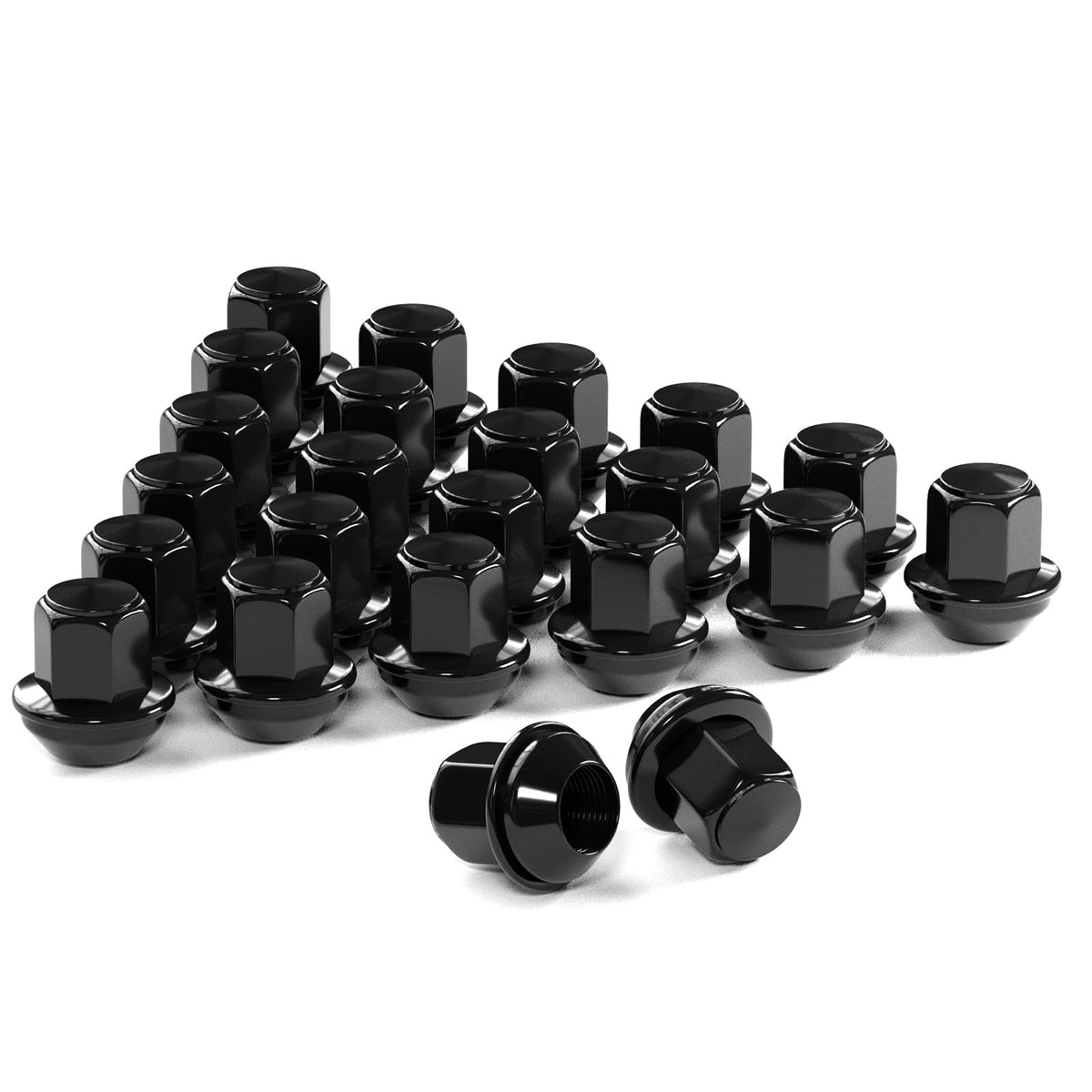 TIROL M12x1.5 Black Acorn Lug Nuts, 20 Piece Set for Ford - SKU 100458