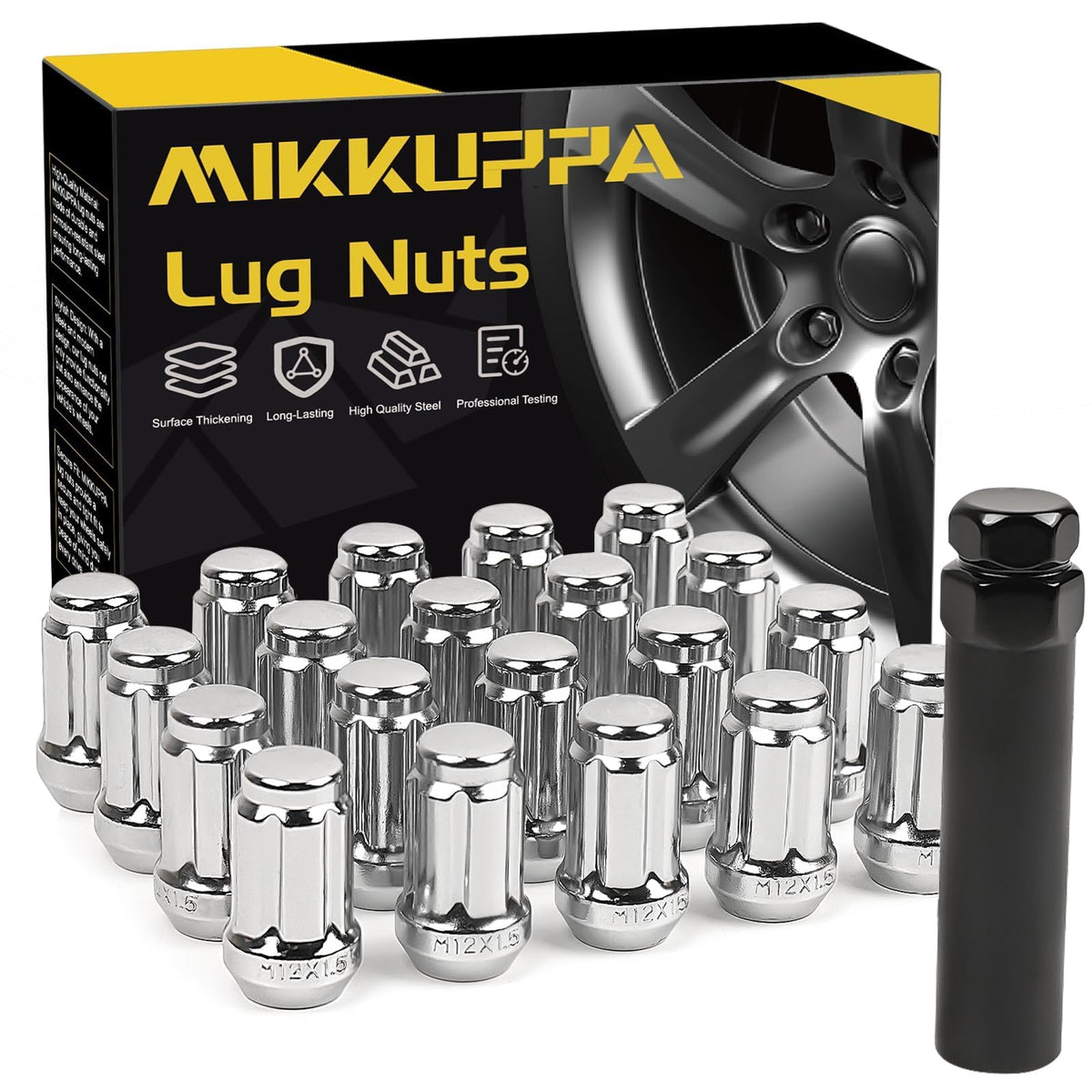 MIKKUPPA M12x1.5 Spline Lug Nuts - Replacement for Ford Fusion Focus Escape, Honda Accord CRV Civic, - SKU 110397