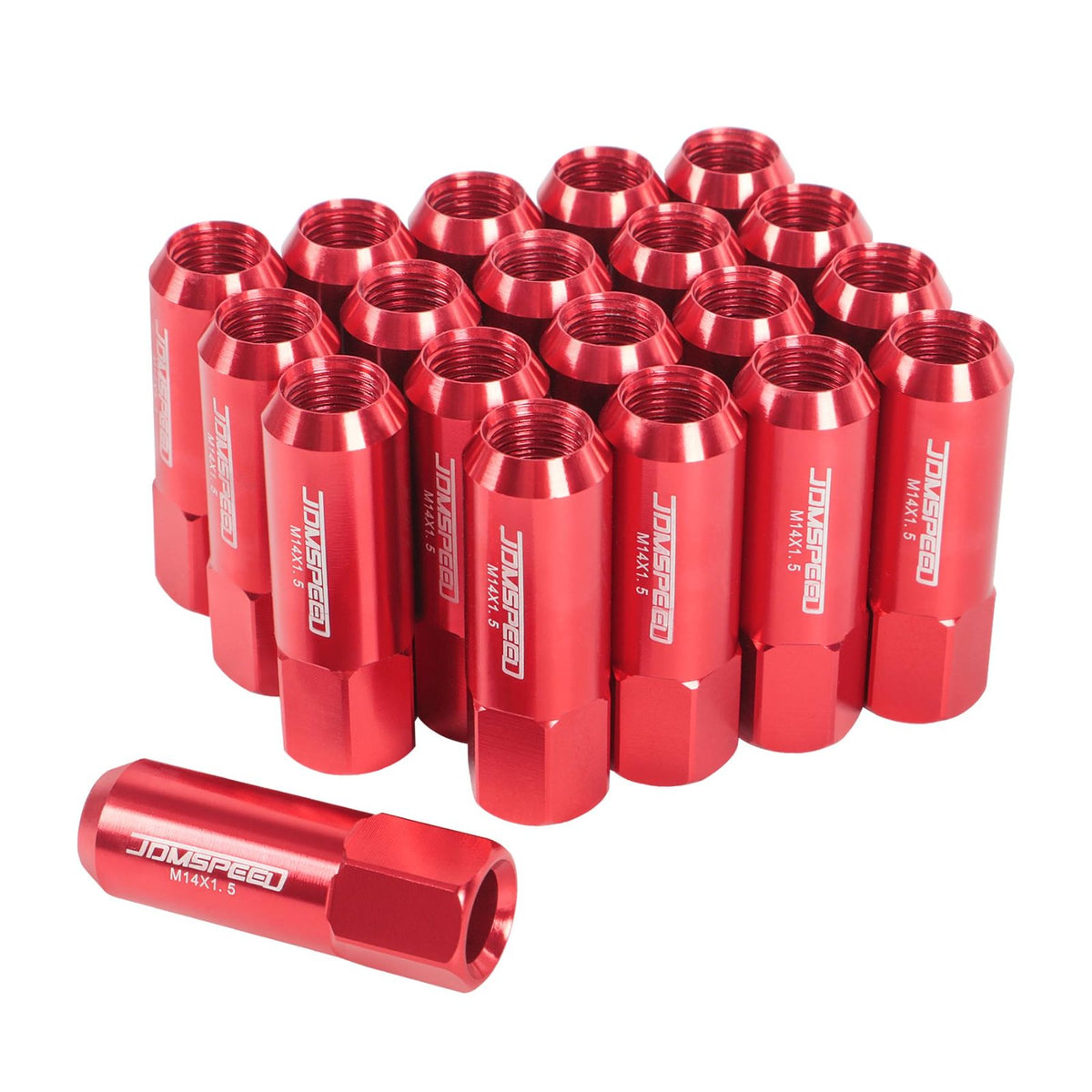 JDMSPEED RED TUNER RACING LUG NUT SET(1 usad) M14x1.5mm Thread Pitch - SKU 123651