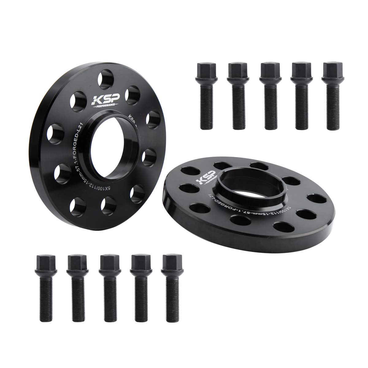 KSP 15mm Wheel Spacers 5x100/5x112 Black Hubcentric - wheel spacers