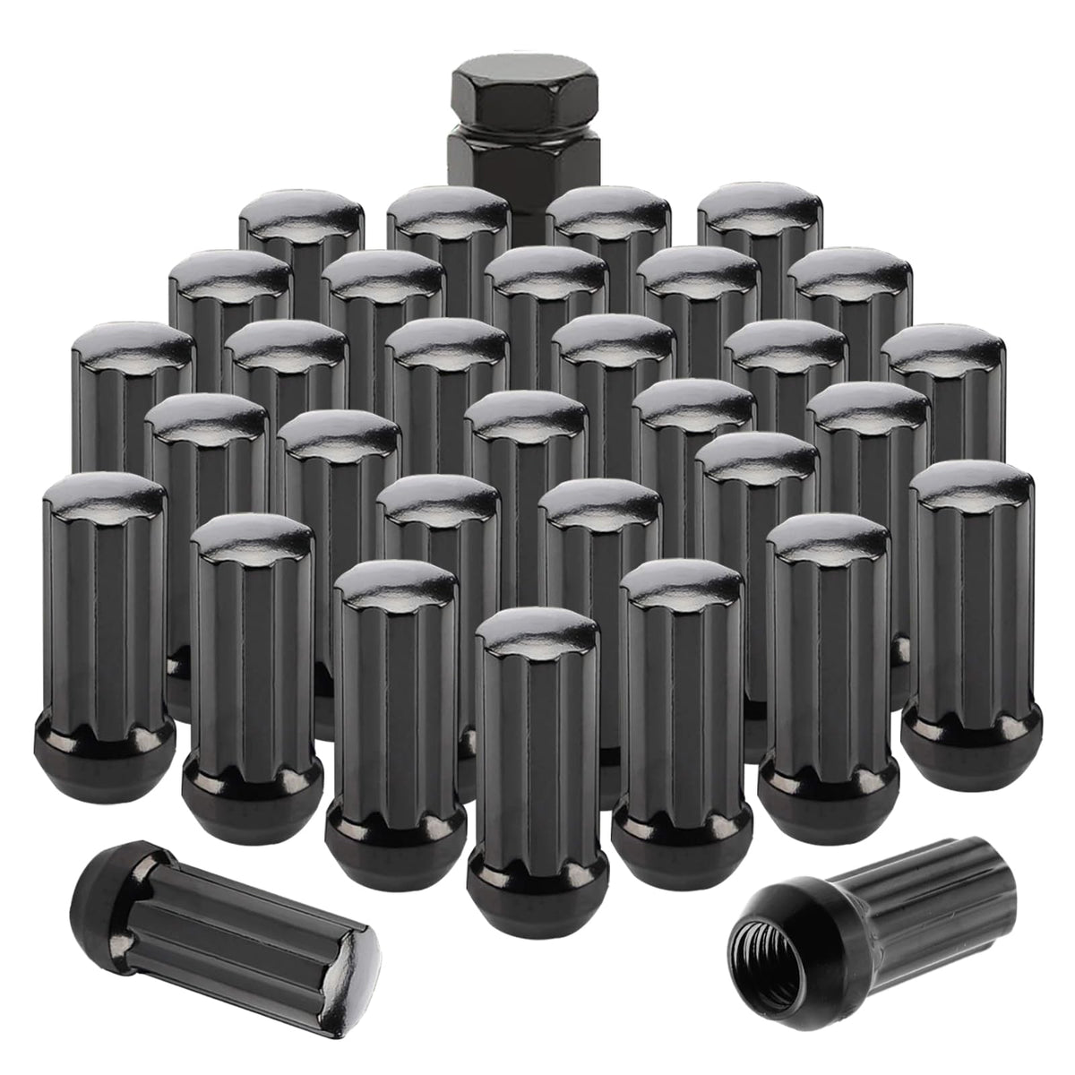 YYHHZZ M14x1.5 Black Lug Nuts 24pc Trucks/SUVs - SKU 697848