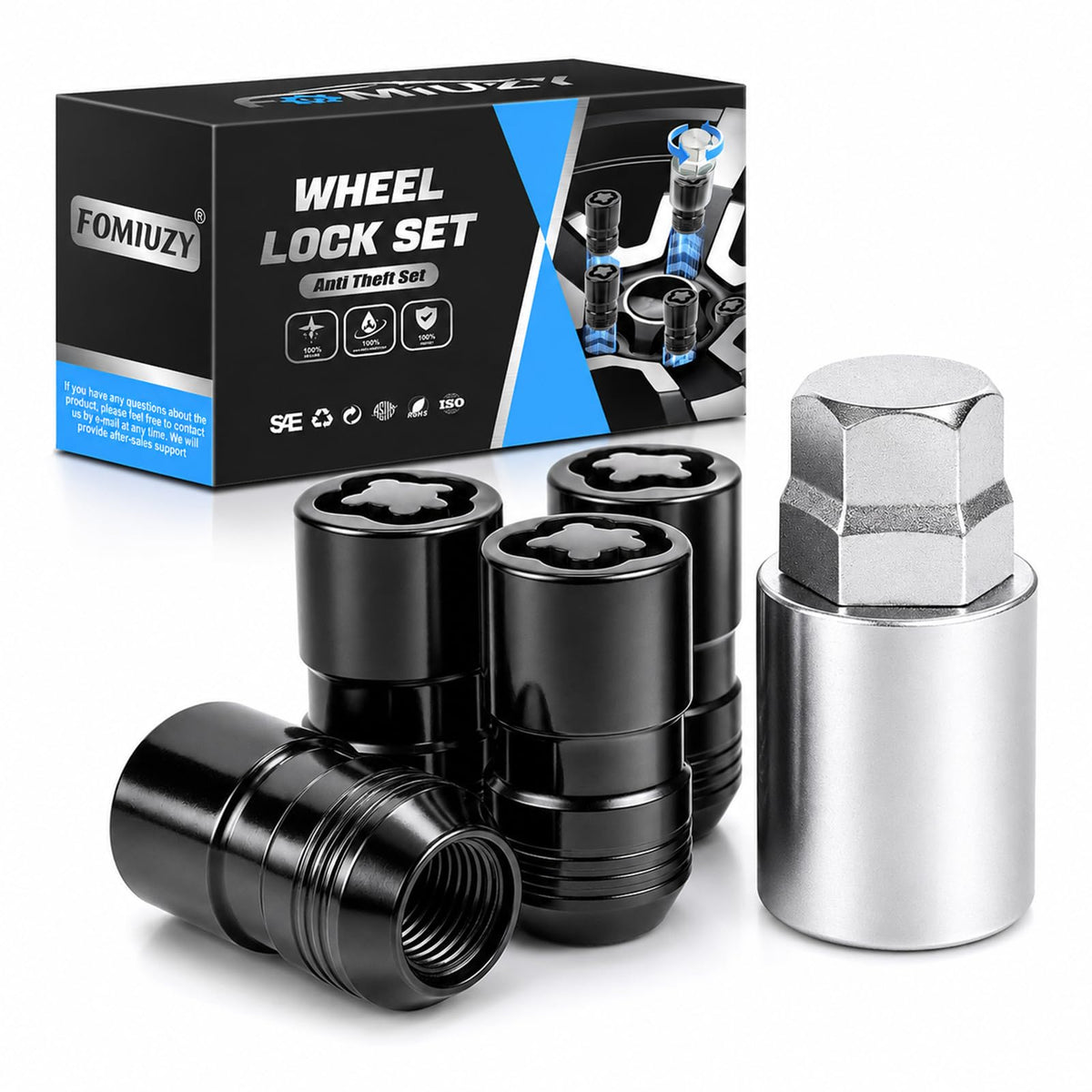 FOMIUZY Wheel Lock Lug Nuts M14x1.5 Silver - SKU 701113