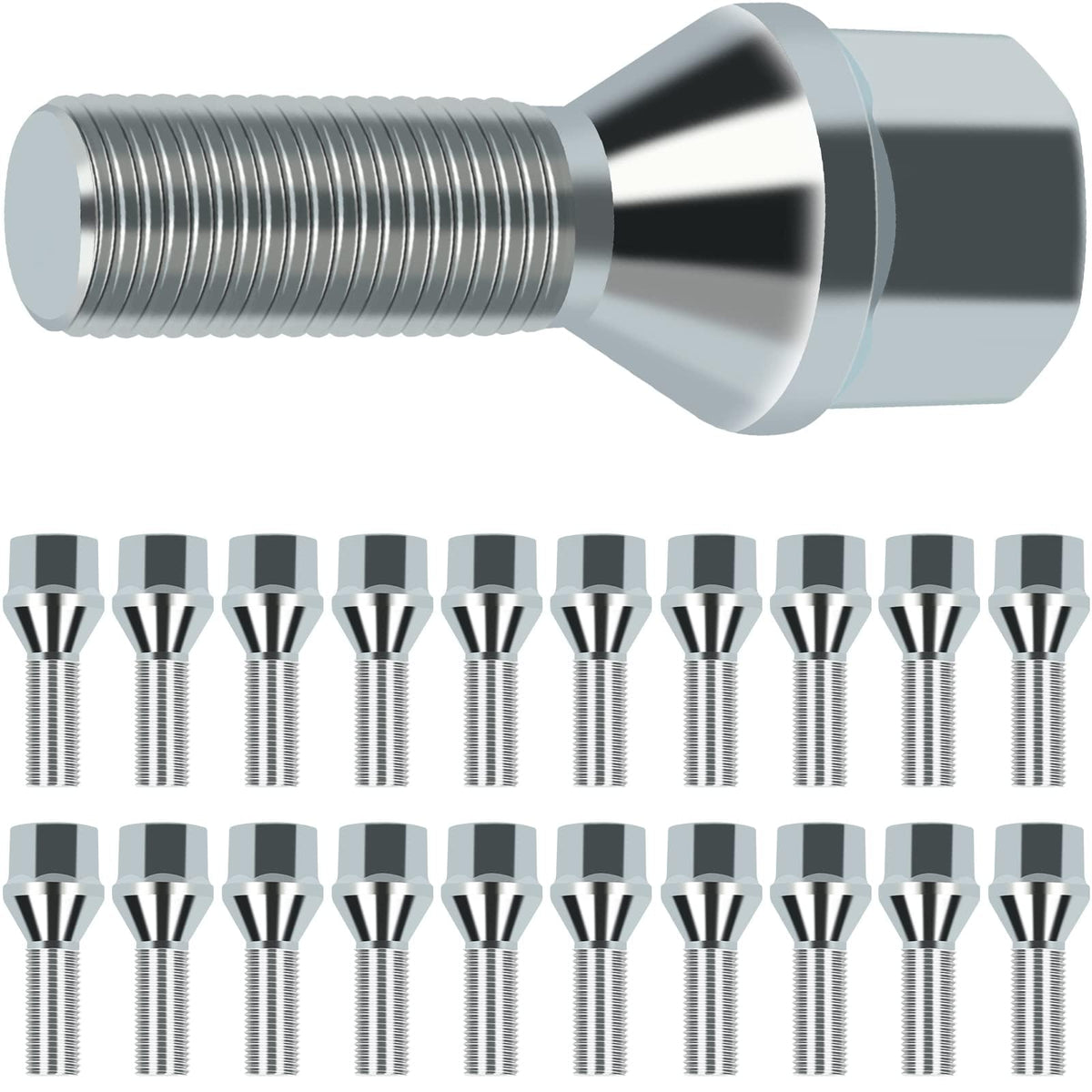 SCITOO M12x1.25 Lug Nuts Set, Silver, 28mm Shank - SKU 738489