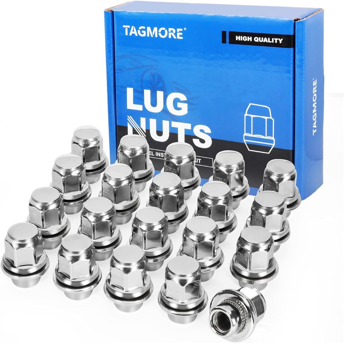 M14x1.5 One-Piece Chrome Factory Lug Nuts, 20 Piece Set for Ford and Lincoln - SKU 810444