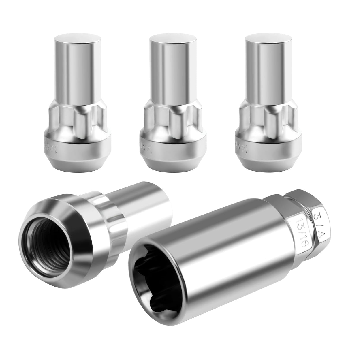 M14x1.5 Carbon Steel Locking Lug Nuts, Silver - SKU 903989
