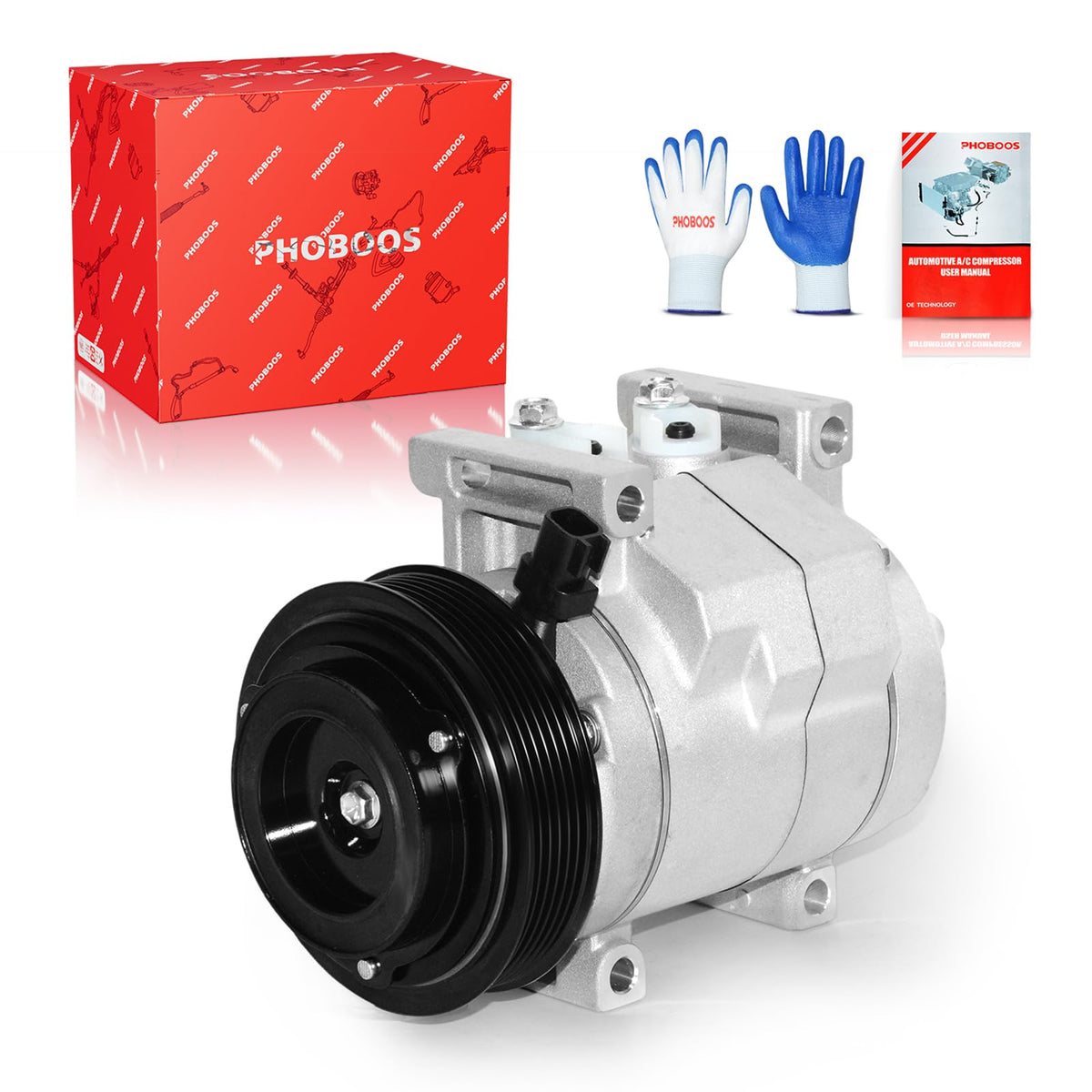 PHOBOOS RS18 A/C Compressor with Clutch for Jeep Grand Cherokee, Dodge Durango & Chrysler 300