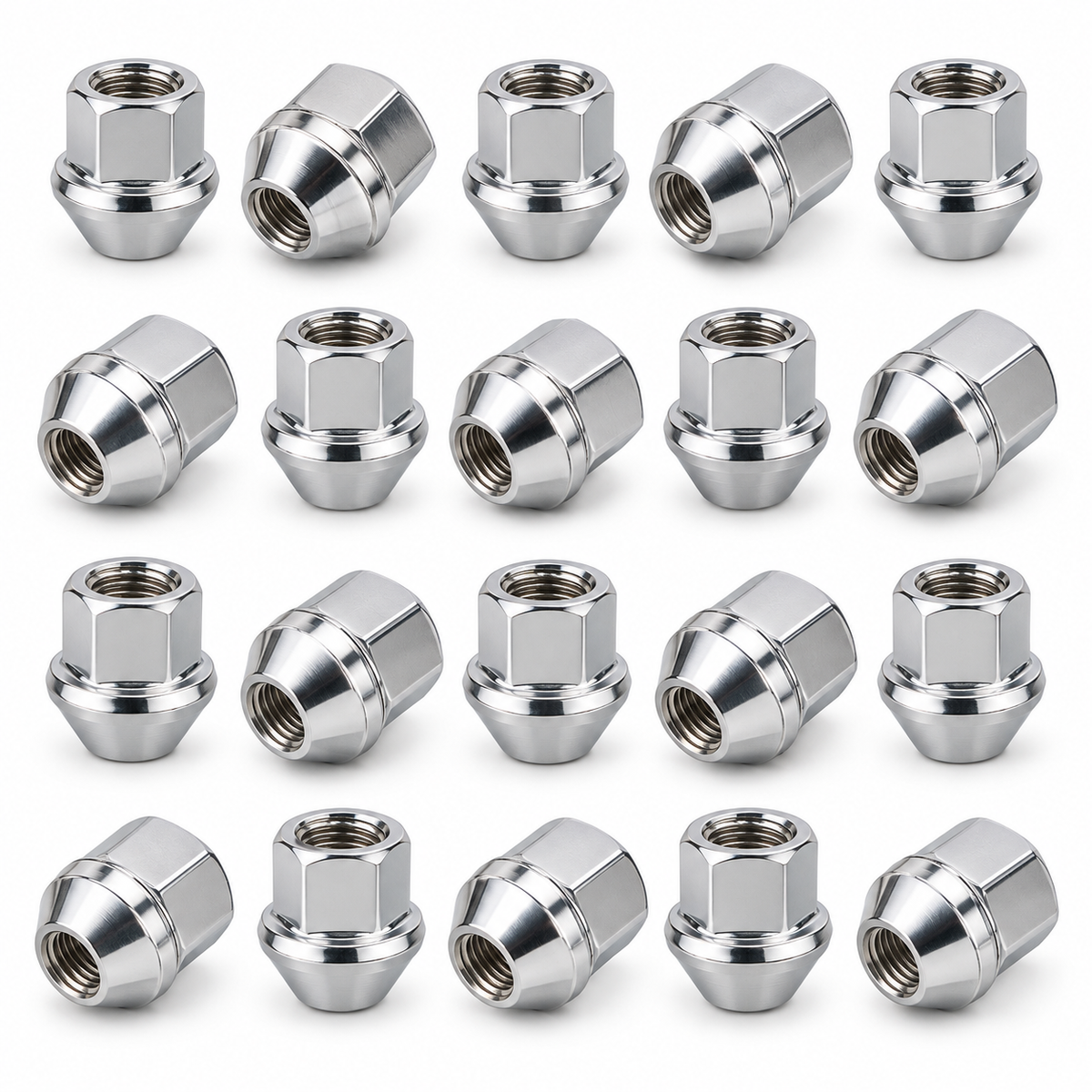 GZZTORES 20-piece M12x1.5 chrome lug nut set - clean product view