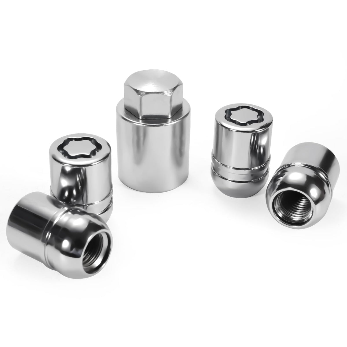 CCNLHZM M12 x 1.5 Wheel Lock Lug Nuts - Silver - SKU 991550